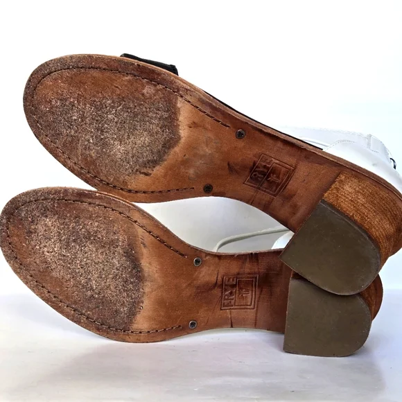 Frye Black and White Leather Sandals - Picture 5 of 7